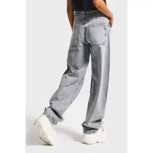 Hochtaillierte Baumwolle Wide Leg Jeans Damen It's Basic Skater image-2
