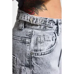 Hochtaillierte Baumwolle Wide Leg Jeans Damen It's Basic Skater image-4