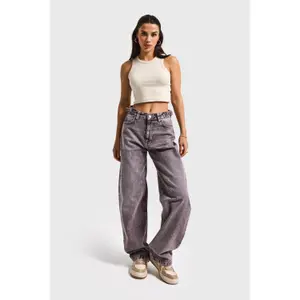 Hochtaillierte Baumwolle Wide Leg Jeans Damen It's Basic Skater image-1
