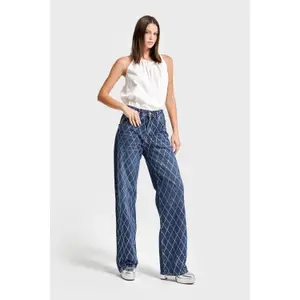 Hoch sitzende lockere Jeans für Frauen It's Basic Rhinestone image-1