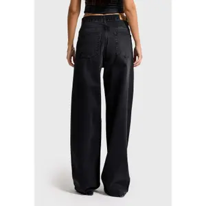 Damen Jeans mit mittelhoher Taille, lockere Passform It's Basic Rhinestone image-3