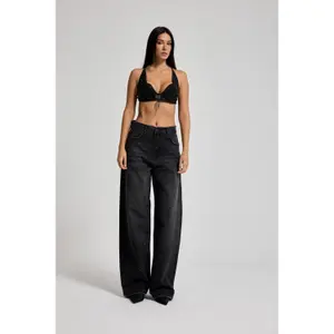 Jeans Loose Graphit Hüfthoch Damen It's Basic Rhinestone image-1