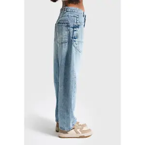 Jeans Wide Leg cintura média algodão rígido mulher It's Basic image-3