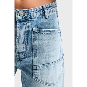 Jeans Wide Leg cintura média algodão rígido mulher It's Basic image-4