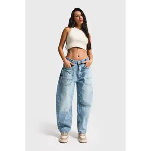 Jeans Wide Leg cintura média algodão rígido mulher It's Basic image-1