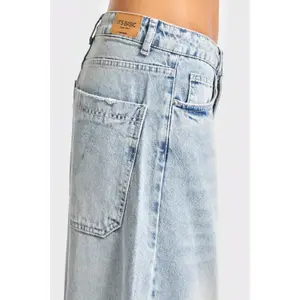 Baggy Tapered Jeans Mid-Hög Denim Mångsidig Kvinna It's Basic image-4
