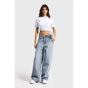 Jeans Baggy Tapered de cintura média denim mulher It's Basic image-1