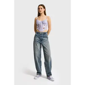 Modern Mid-Rise Straight Jeans Women It's Basic Skater image-1