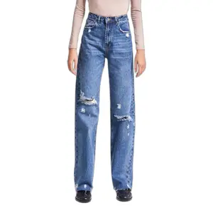 Klassische Gerade Jeans mit mittlerer Taille vielseitig denim Damen It's Basic image-0