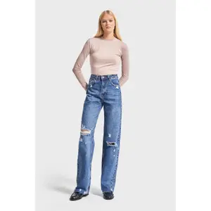 Klassische Gerade Jeans mit mittlerer Taille vielseitig denim Damen It's Basic image-1