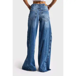 Palazzo Jeans Weites Bein Fluide Hohe Taille Damen It's Basic image-2