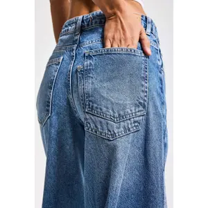 Palazzo Jeans Weites Bein Fluide Hohe Taille Damen It's Basic image-4
