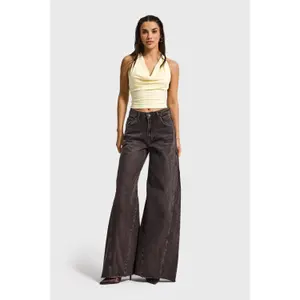 Palazzo Jeans Weites Bein Fluide Hohe Taille Damen It's Basic image-1