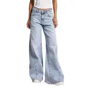 Palazzo Jeans Weites Bein Fluide Hohe Taille Damen It's Basic image-0