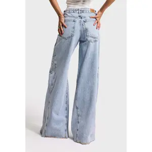 Palazzo Jeans Weites Bein Fluide Hohe Taille Damen It's Basic image-2