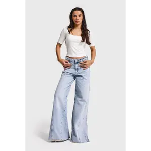 Palazzo Jeans Weites Bein Fluide Hohe Taille Damen It's Basic image-1
