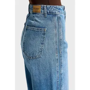 Wide Leg Jeans mit mittelhoher Taille aus steifem Denim für Damen It's Basic image-4