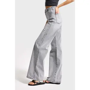 Jeans Loose mit mittelhoher Taille aus steifem Baumwollmaterial für Frauen It's Basic image-3