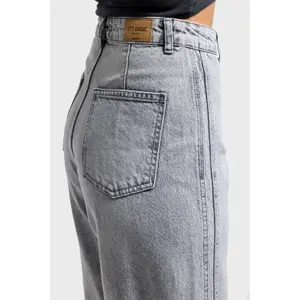 Jeans Loose mit mittelhoher Taille aus steifem Baumwollmaterial für Frauen It's Basic image-4