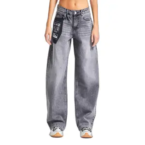 Jeans Baggy Tapered med moderna detaljer midjade dam It's Basic image-0