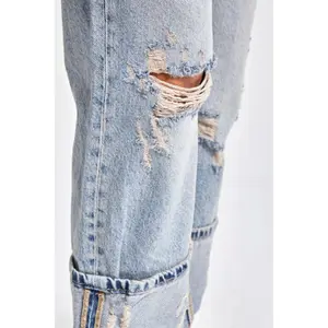 Mid-Rise Folded Hem Straight Jeans Women It's Basic image-4