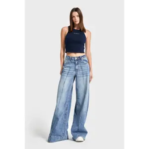 Hochwertige Damen High-Waist Palazzo Wide Leg Jeans It's Basic image-1