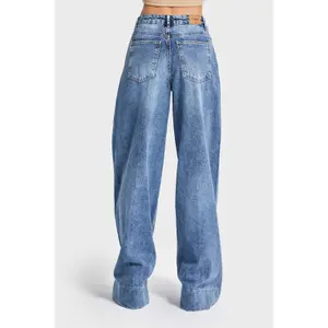Jeans Palazzo Wide Leg Refinado Cintura Alta Mulher It's Basic image-2