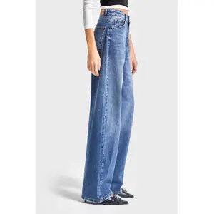 Hochbund Weite Beinform Jeans Damen It's Basic Skater image-3