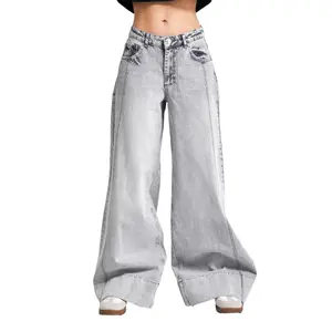 High Waisted Wide Leg Palazzo Jeans Women It's Basic image-0