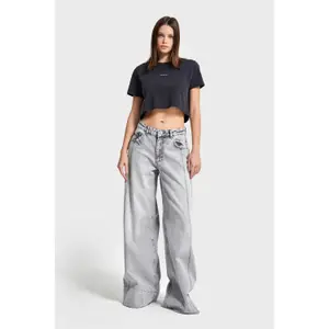 High Waisted Wide Leg Palazzo Jeans Women It's Basic image-1