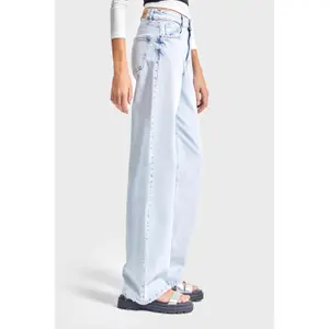 Hochtaillierte Straight Jeans weiches und stretchiges Denim für Frauen It's Basic image-3