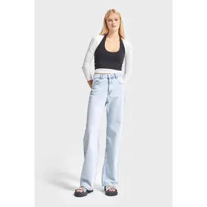 Hochtaillierte Straight Jeans weiches und stretchiges Denim für Frauen It's Basic image-1