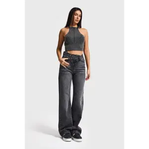 Timeless High-Waisted Straight Jeans Women's Rigid Cotton It's Basic image-1