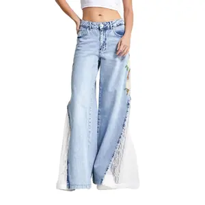 Palazzo Jeans Weite Beine Fließend Hohe Taille Damen It's Basic image-0