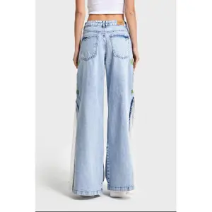 Palazzo Jeans Weite Beine Fließend Hohe Taille Damen It's Basic image-1