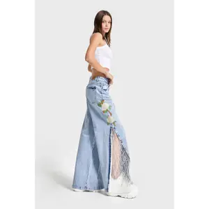 Palazzo Jeans Weite Beine Fließend Hohe Taille Damen It's Basic image-3