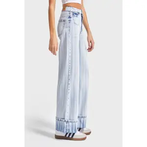 Jeans Straight hoge taille met verticale gestreepte details dames It's Basic image-3