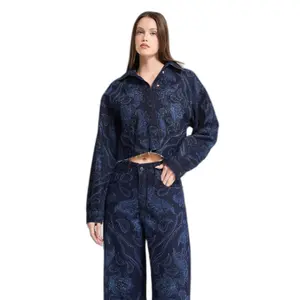 Women's denim jacket It's Basic Rhinestone Printed image-0