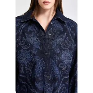 Women's denim jacket It's Basic Rhinestone Printed image-4