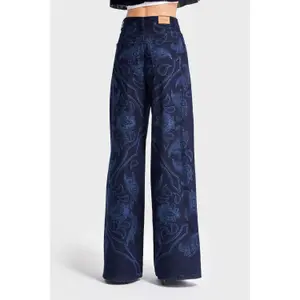 Wide Leg Women's Jeans It's Basic Rhinestone image-2