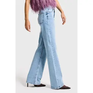 Jeans Straight Hohe Taille Denim Stretch Leicht Damen It's Basic image-3