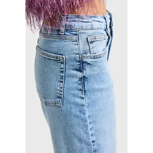 Jeans Straight Hohe Taille Denim Stretch Leicht Damen It's Basic image-4