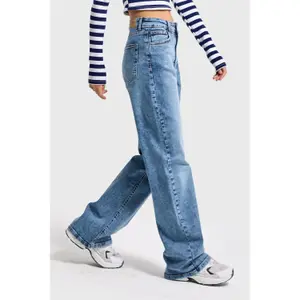 Jeans Straight Hohe Taille Denim Stretch Leicht Damen It's Basic image-3
