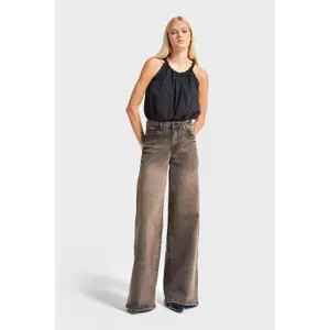 Hochtaillierte Palazzo Jeans mit weitem Bein elegant und zeitlos für Damen It's Basic image-1