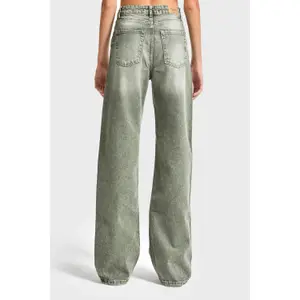 Jeans Straight Hohe Taille Strukturierter Robuster Baumwolle Damen It's Basic image-2