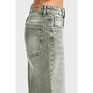 Jeans Straight Hohe Taille Strukturierter Robuster Baumwolle Damen It's Basic image-4