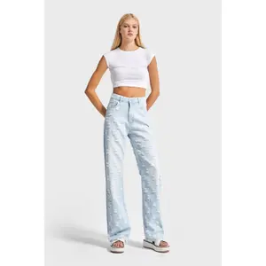 Jeans Straight Hoch geschnittene klassische Denim zeitlos Damen It's Basic image-1