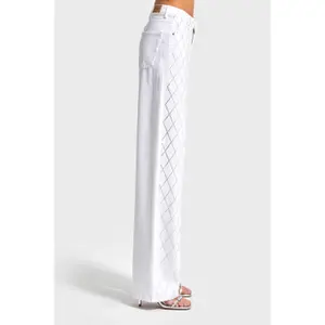 High Waist Straight Jeans Steinstoff Damen It's Basic Rhinestone Rhinestone image-3