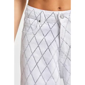 High Waist Straight Jeans Steinstoff Damen It's Basic Rhinestone Rhinestone image-4