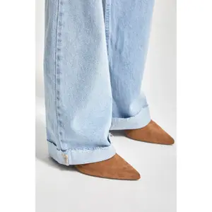 Hoch geschnittene bequeme Wide Leg Jeans für Damen It's Basic image-4